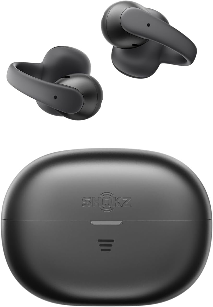 SHOKZ OpenDots Air – Open-Ear, Clip-On Earbuds – Bluetooth 6.1, Up to 36 Hours of Listening, Interchangeable Earbuds, Touch Controls, Dual AI Noise-Canceling Microphones, IP55, Bassphere Technology