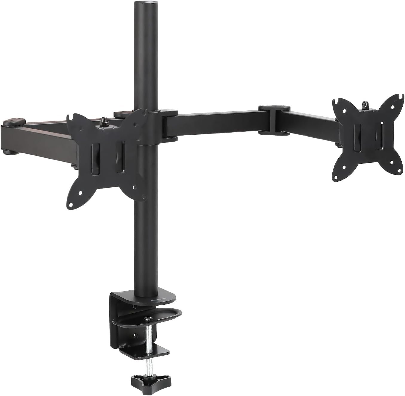 Amazon Basics Adjustable Dual Monitor Desk Mount, Supports up to 32 inch Monitors and 22 lbs per Arm, Adjustable Tension, VESA 75×75/100×100, Black
