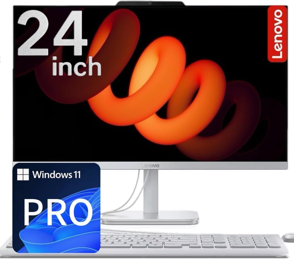 Lenovo NEW 24″ IPS FHD All-in-One Desktop Computer for Home & Office – 16GB RAM – 256GB SSD – 3-Side Thin bezels – Intel 4-Cores – Wired Keyboard & Mouse – Wi-Fi 6 & Bluetooth 5.2 – Windows 11 Pro