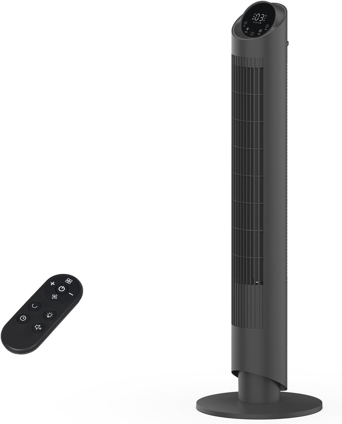 hykolity Tower Fan for Bedroom, 90° Oscillating Fan, 28dB Ultra Quiet Floor Fan with Remote Control, 26ft/s Velocity Bladeless Floor Fan with 3 Speeds & 4 Modes, 12H Timer – Black