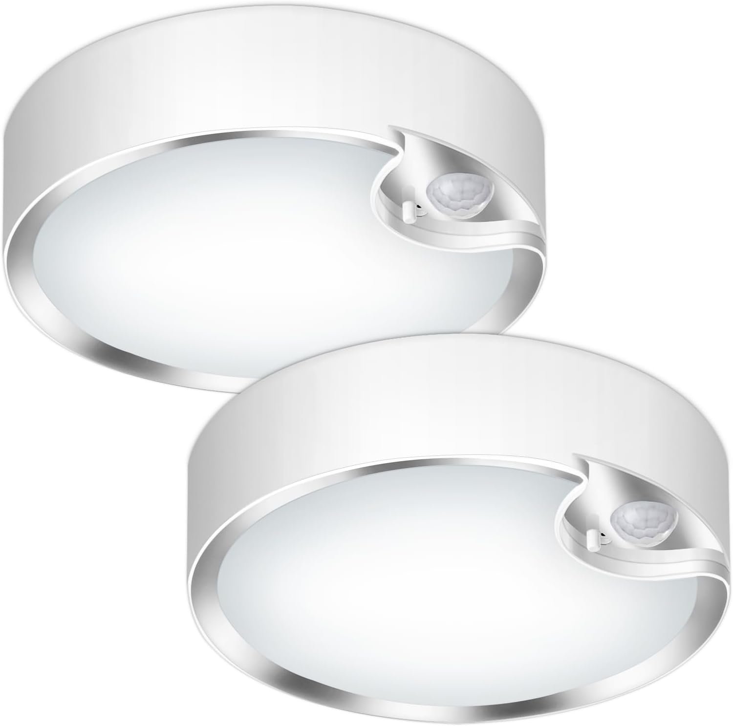 TOOWELL Motion Sensor Ceiling Light Battery Operated Indoor LED Ceiling Lights for Closet Hallway Pantry Laundry Stairs Garage Bathroom Shower Porch Shed Wall 400LM Motion Activated Light – 2 Pack