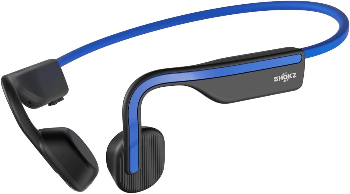 SHOKZ OpenMove – Open-Ear Bluetooth Sport Headphones, Bone Conduction Wireless Earphones, Sweatproof for Running and Workouts, with Sticker Pack(Blue)