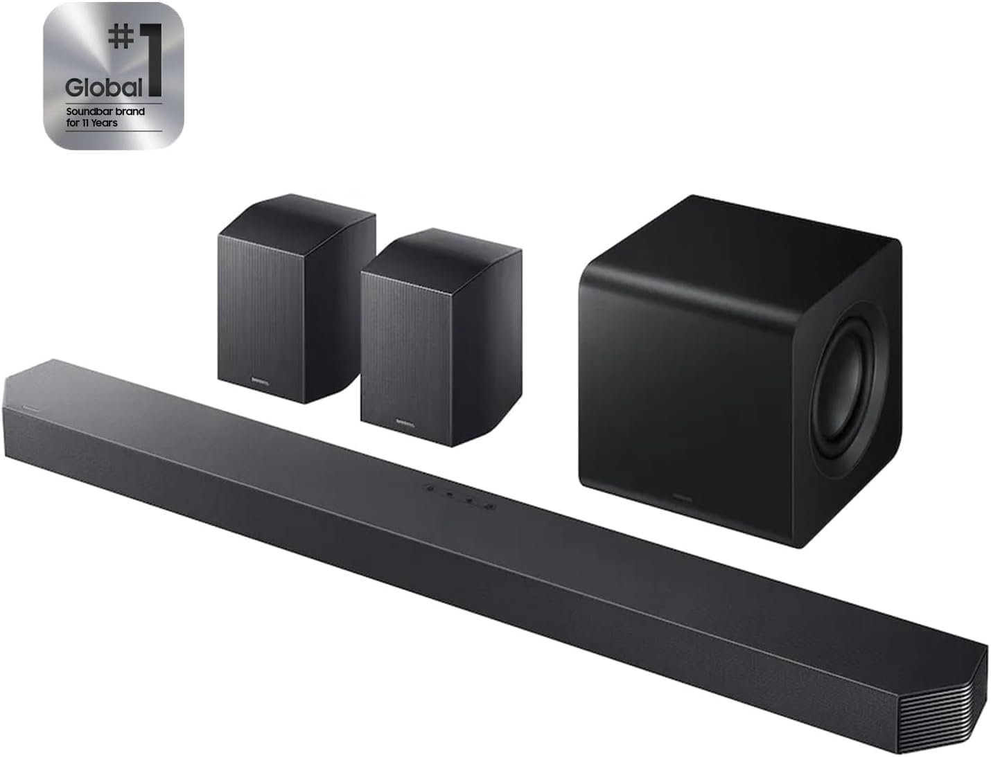 Samsung HW-Q930F Q-Series 9.1.4ch Soundbar w/Wireless Subwoofer & Rear Speakers, Dolby Atmos, DTS:X, Q-Symphony, SpaceFit Sound Pro, HDMI eARC, Full Surround Home Theater System, Titan Black