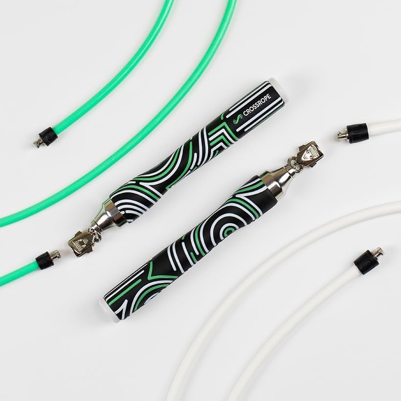 Crossrope Get Lean Set – Weighted Jump Rope- 1/4 LB and 1/2 LB Ropes – Slim Handles
