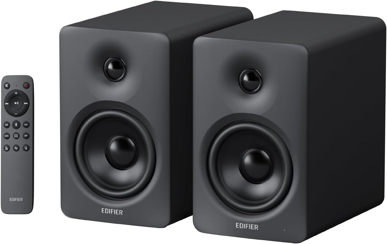 Edifier M90 Computer Speakers, 100W RMS Desktop Speakers, Hi-Res Audio, LDAC,Bluetooth 6.0 Compact Speaker, HDMI eARC/Optical/USB-C/AUX Input, SUB Out Powered Speakers, Remote Control for TV/PC-Black