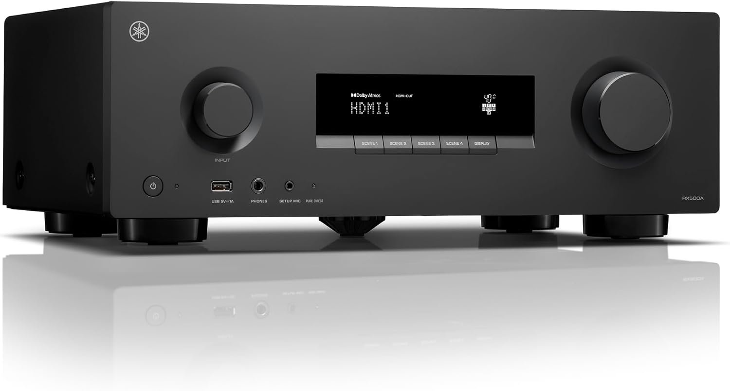 Yamaha RX500A 7.2-Channel Home Theater AV Receiver with Dolby Atmos, 4K120/8K HDMI, Wi-Fi and Streaming (Black)