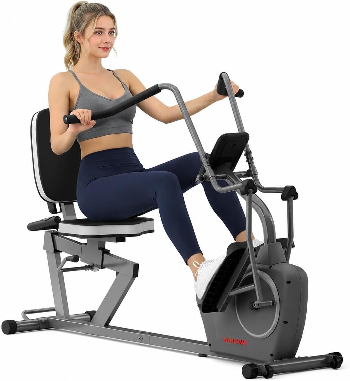 VANSWE Recumbent Elliptical Cross Trainer – Full-Body Low-Impact Recumbent Exercise Bike with Bluetooth App, Magnetic Resistance, Quiet Belt Drive for Seniors & Home Rehab