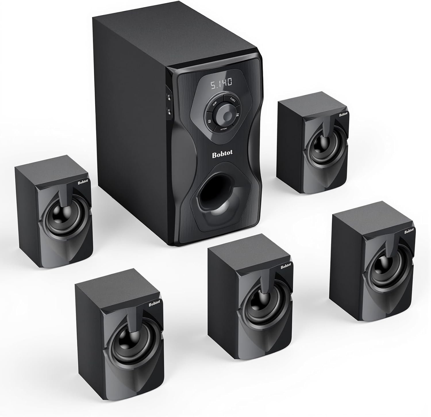 Bobtot Surround Sound System Home Theater Speakers – 700 Watts Peak Power 5.1/2.1Wired Stereo Speaker System 5.25″ Subwoofer Strong Bass with Bluetooth ARC Optical Input