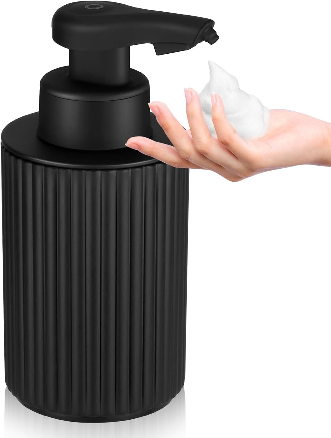 Automatic Soap Dispenser Foaming Touchless: 9oz Black Plastic – Rechargeable Electric Smart Auto Foam Soap Dispenser – Hand Dish Bathroom Kitchen