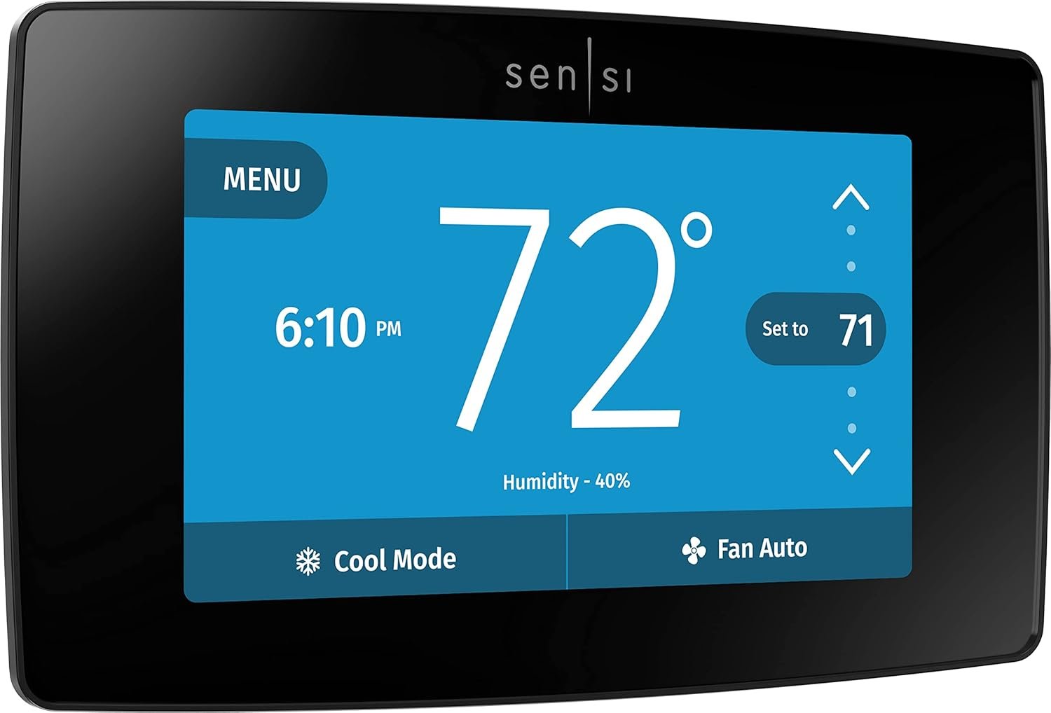 Sensi Touch Smart Thermostat by Emerson with Touchscreen Color Display, Programmable, Wi-Fi, Mobile App, Easy DIY, Data Privacy, Works with Alexa, Energy Star Certified, ST75 – Black, C-Wire Required