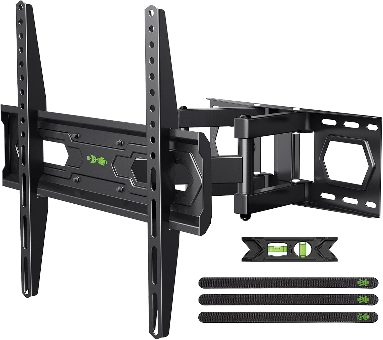 USX MOUNT TV Wall Mount for 32-74 inch Flat Screen/LED/4K up to 110lbs, Full Motion TV Mount Bracket with Swivel & Tilt Articulating Dual Arms, Max VESA 400x400mm, Fits 12/16″ Wood Studs