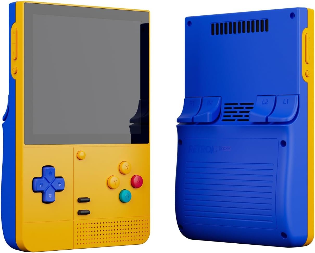 Retroid Pocket Classic Retro Handheld Game Console, 3.92″ OLED Touchscreen, Portable Android Gaming Handheld with 6+128GB, 5000mah Battery, Android 14, WiFi 5 Classic Games Console (PKM Yellow)