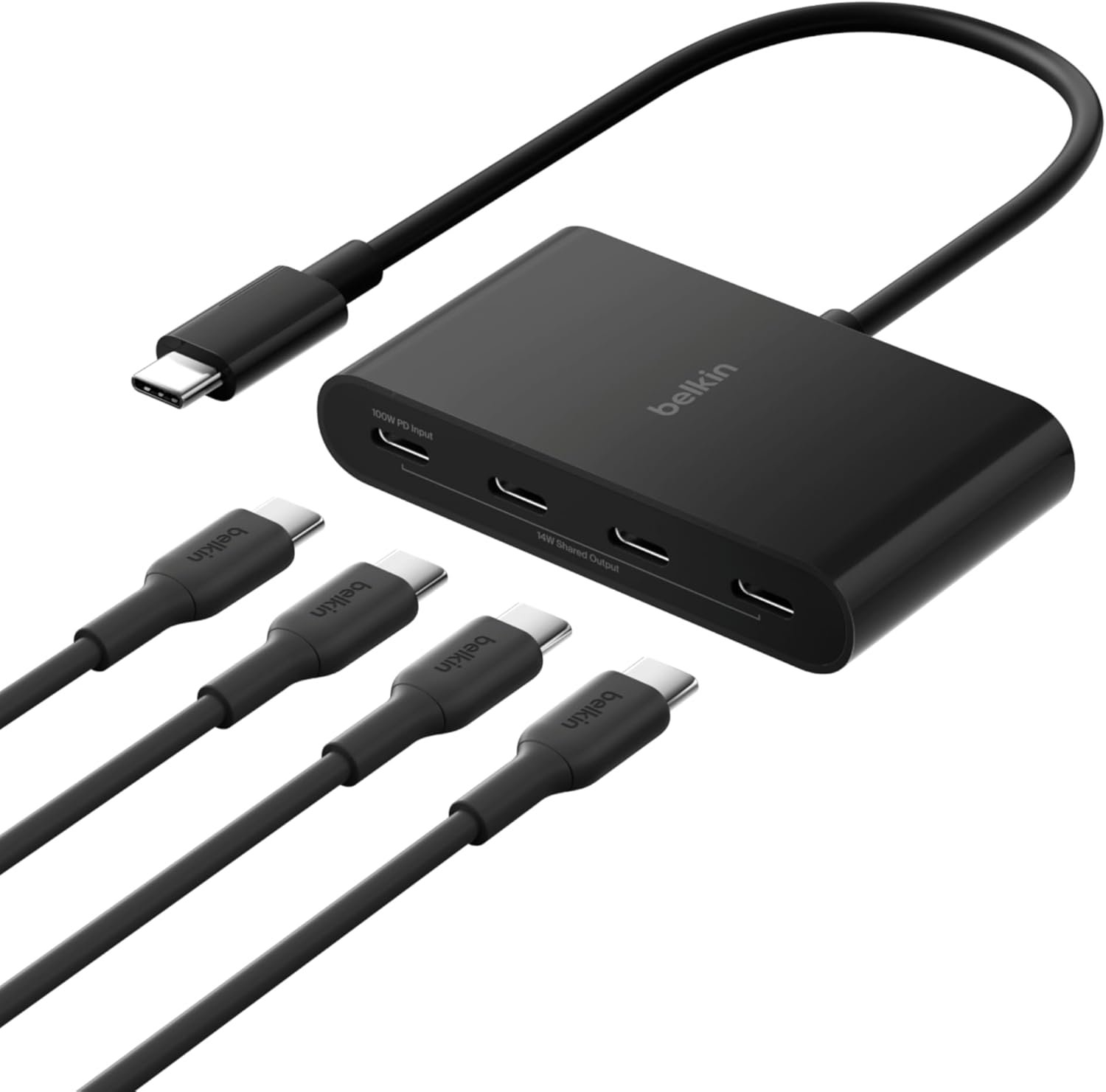 Belkin Connect 4-Port USB-C Hub – USB C Hub Multiport Adapter Dongle with 4 USB-C 3.2 Gen 2 Ports – High-Speed 10G Data Transfer for Laptop, MacBook, iPad, PC, and More – 100W PD