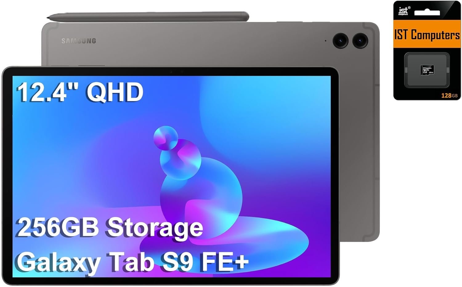 Samsung Galaxy Tab S9 FE+ Plus Android Tablet (12.4″ Touchscreen, 8GB RAM, 128GB Storage + 128GB SD Card, 18-Hr Long Battery Life, S Pen, 8MP + 12MP Cameras, Lightweight Design), SM-X610, NA Version