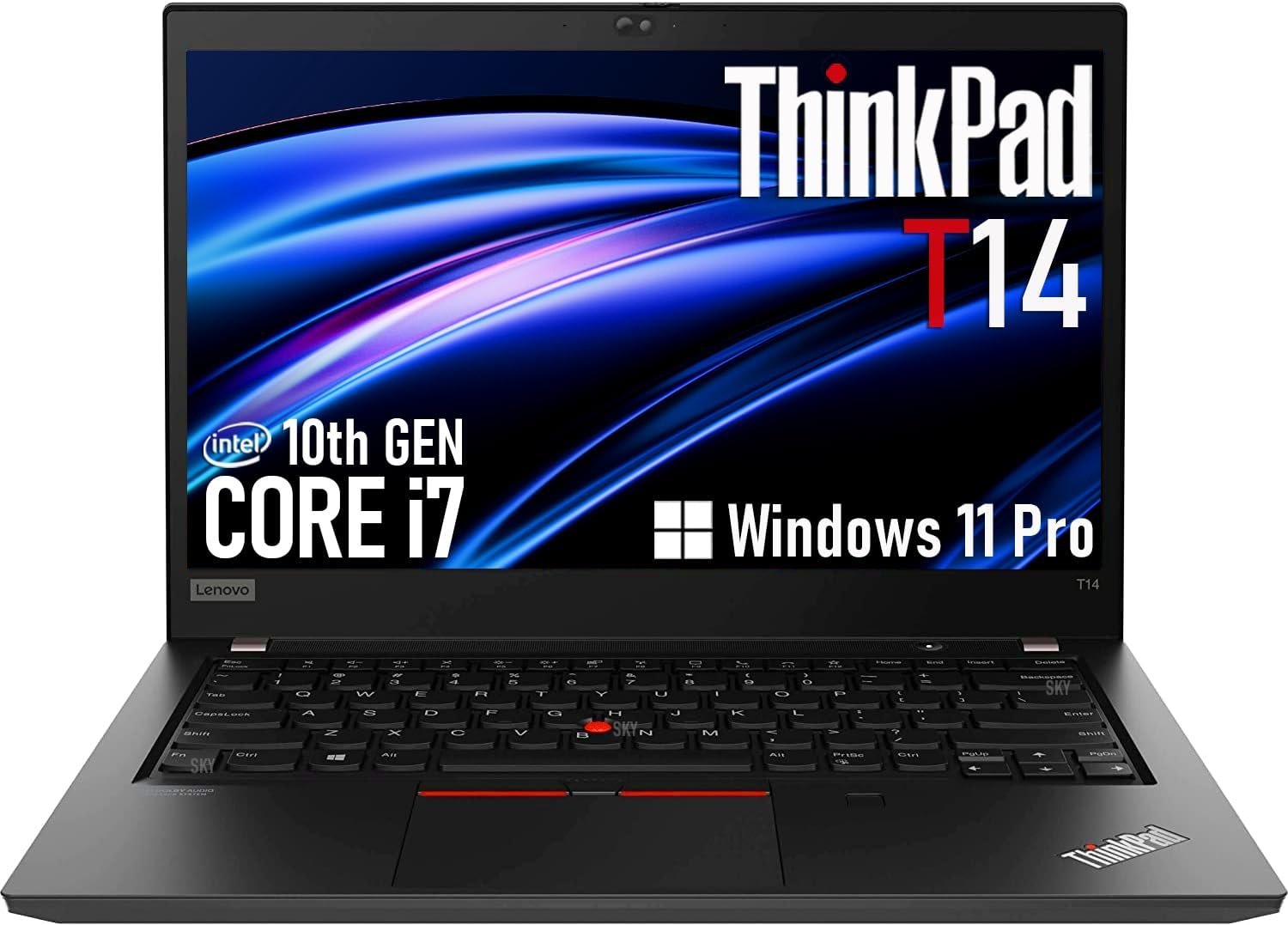 Lenovo Thinkpad T14 Gen 1 Laptop, 14″ Full HD (1920 x 1080) Business Notebook, Quad-Core i7-10610U, 16GB DDR4 RAM, 512GB SSD, Thunderbolt 3, HDMI, Webcam, Windows 11 Pro (Renewed)