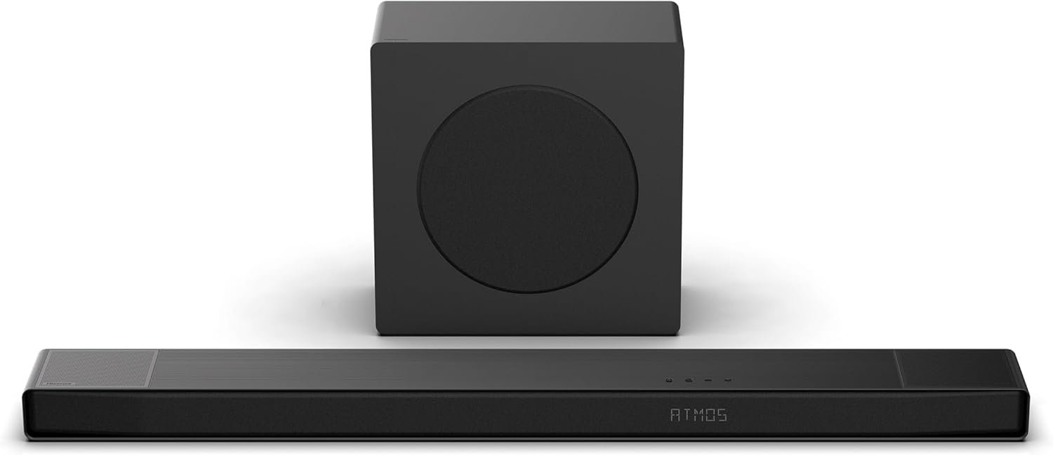Hisense AX3120Q 3.1.2ch Soundbar with Wireless Subwoofer, Up-Firing Speakers, Dolby Atmos, DTS:X, Bluetooth 5.3, HDMI eARC, Roku TV Ready, App Control & Remote Control, 7 EQ Modes, Hi-Concerto