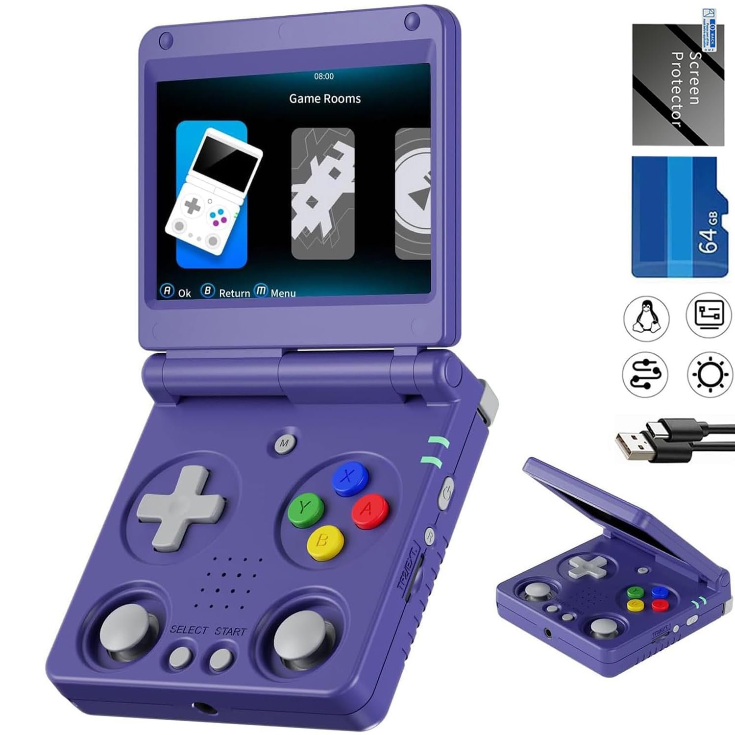 Flip Retro Handheld Game Console Retro Gaming Console with 64G Preloaded 5532 Games,3300 mAh Battey, Portable Clamshell Games Consoles Supports 5G WiFi Bluetooth HDMI 30+ Simulators RG34XXSP