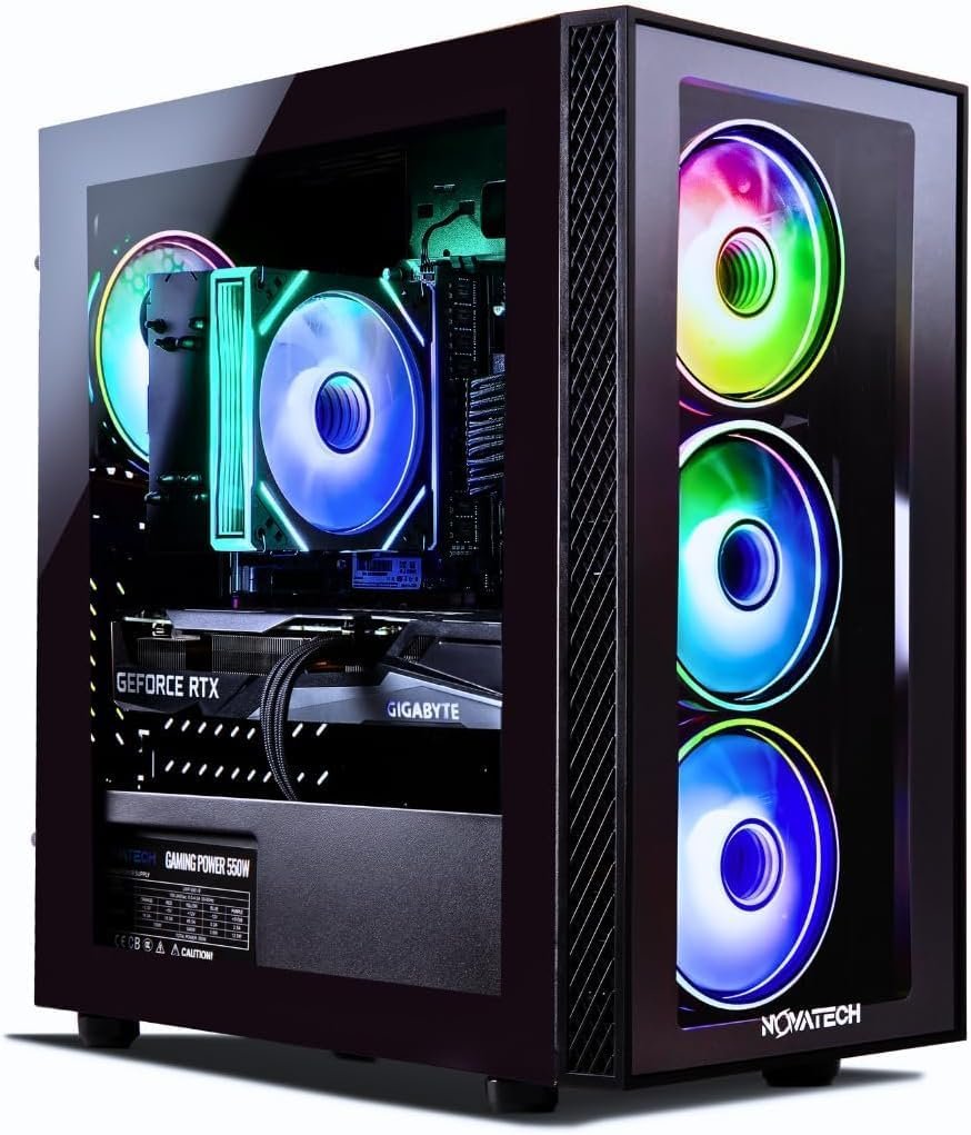 NOVATECH Phantom 2 – Prebuilt Gaming PC Desktop Computer – RTX 3050 – i7 Xeon 3.5GHz – 16GB RAM – 512GB M.2 SSD WiFi/BT, Win 11 Pro – Gaming Computer Tower, Pre Built PC Gaming – 1 Year Warranty