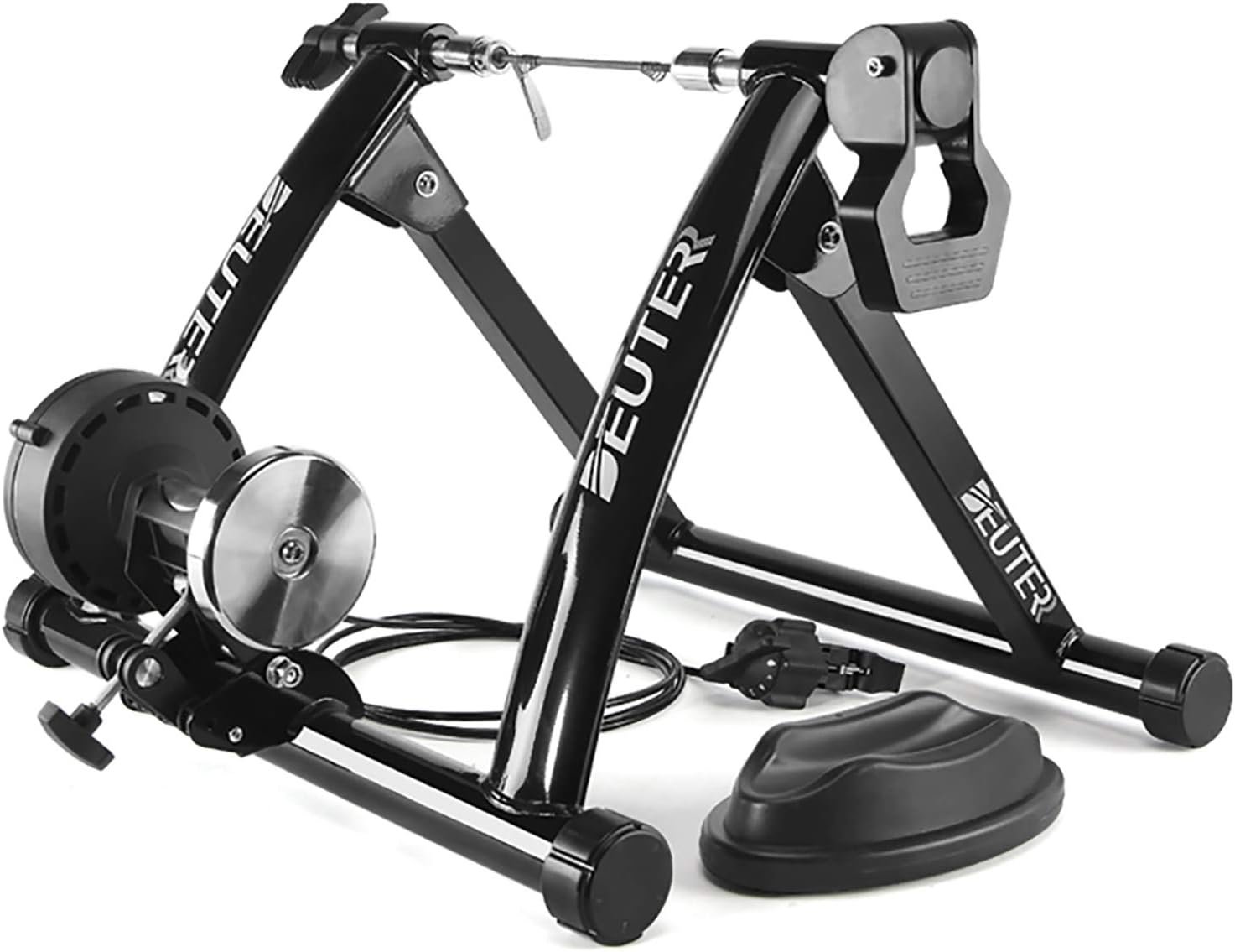 Bike Trainer, Magnetic Bicycle Stationary Stand for Indoor Exercise Riding, 26-29″ & 700C Wheels, Quick Release Skewer & Front Wheel Riser Block Included