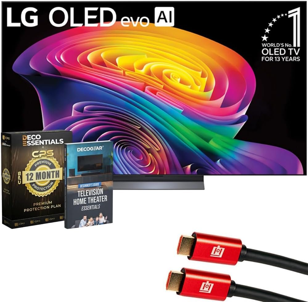 LG 65 inch OLED evo AI C6 4K Smart webOS TV (2026) OLED65C6PUA.AUS Bundle with 1 YR CPS Enhanced Protection Pack, 2X 6FT HDMI Cable and Deco Gear Home Theater Beginner′s Guide