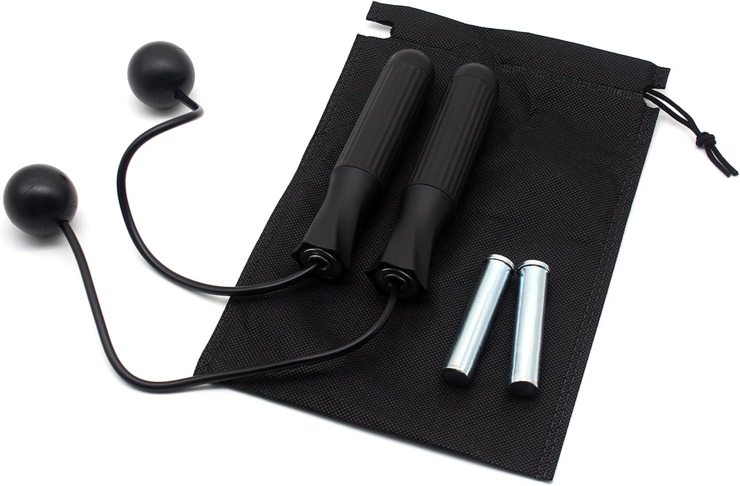 Benvo Ropeless Jump Rope Speed Skipping Rope Cordless with 180g Removable Weights for Double Unders, Exercise, WOD, Boxing, MMA Beachbody Training Fitness (Black)