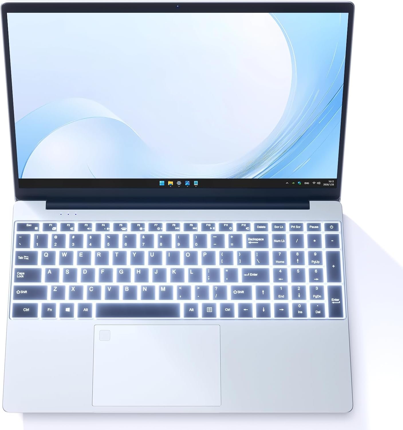 Auusda Business Laptop Computer for Work, Notebook PC for College Students, 15.6″ FHD Display, 4-Core Processor, Backlit Keyboard, Fingerprint ID, Up to 10TB Storage, 16GB DDR4 RAM, 1TB NVMe, Silver