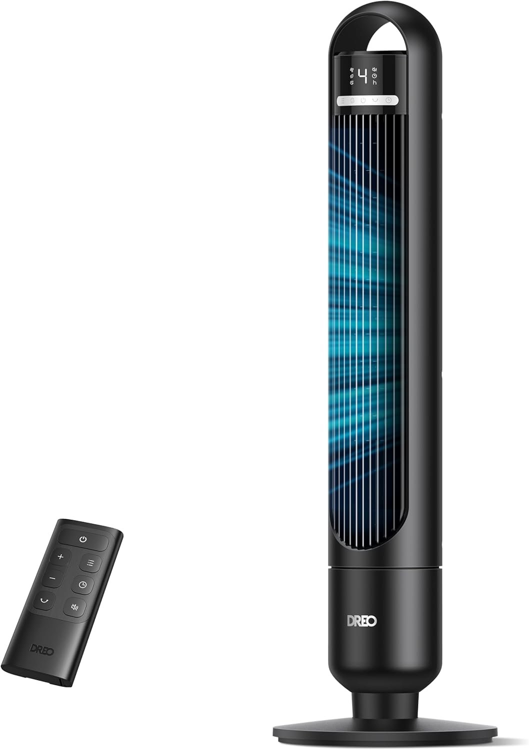 DREO Tower Fan for Bedroom, 90° Oscillating Standing Fans for Room with 4 Speeds, 3 Modes, 28dB Quiet for Sleep, 26ft/s Velocity, 8H Timer, Remote, Living Room, Office, Home, Black