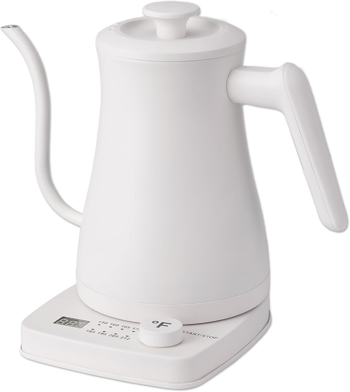 1.0L 1500W Gooseneck Electric Kettle – Stainless Steel Interior – Rapid-Boil – Auto Shut-Off, Boil-Dry Protection, Temperature Control, LED Indicator – White by The Display Guys