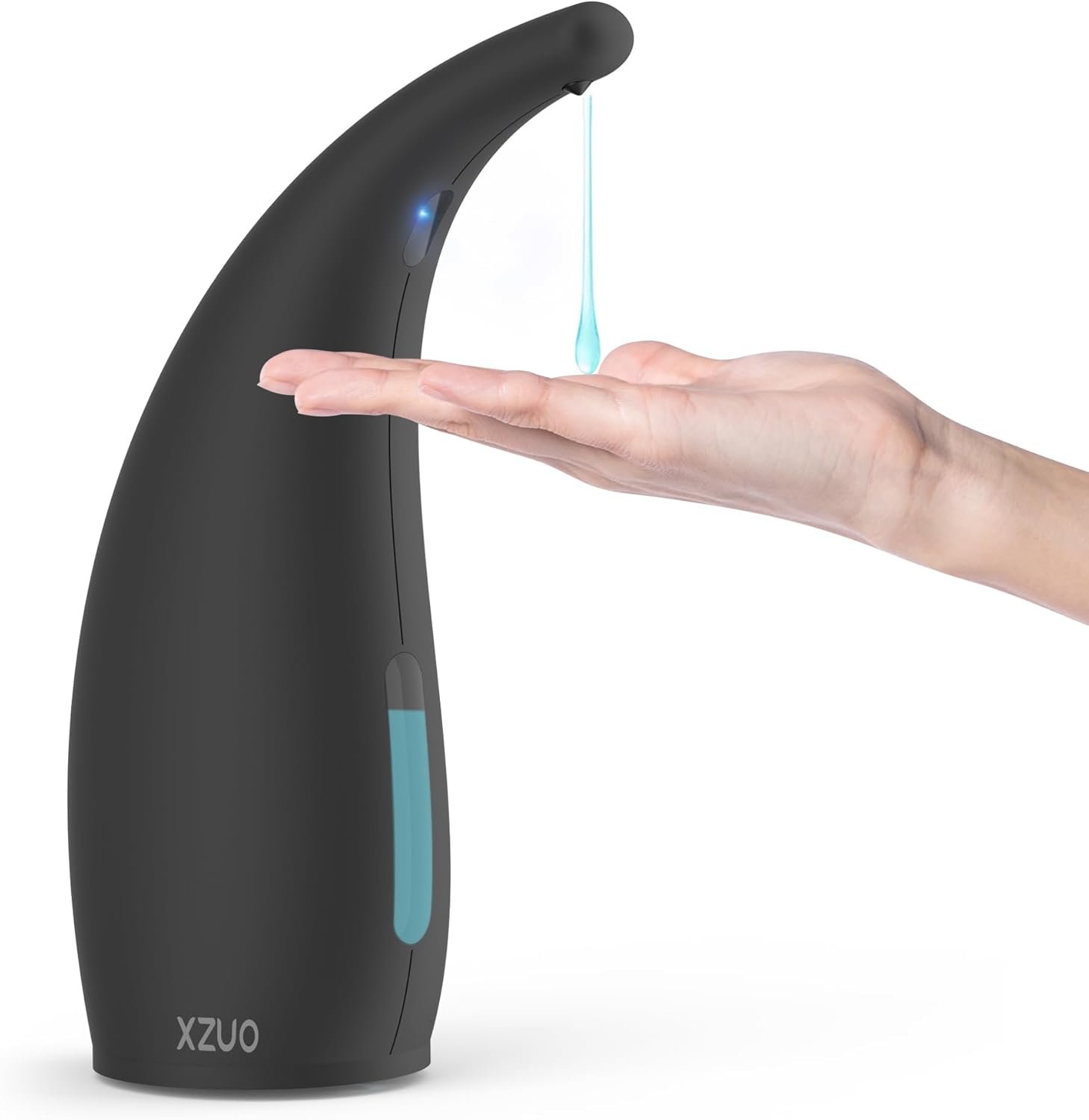 Automatic Soap Dispenser with Infrared Sensor – Adjustable 4-Level Touchless Hand Soap for Kitchen, Bathroom – Battery Operated Electric Dispenser, Durable Plastic, Smart Soap Holder (Black)