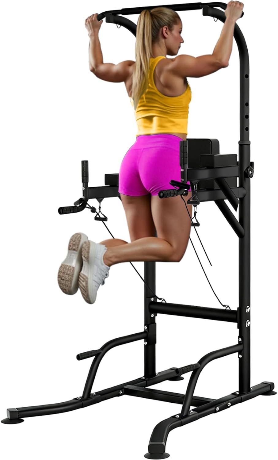 Pull Up Tower Dip Station, Adjustable Free Standing Pull Up Bar, Multi-Function Power Tower for Home Gym Workout and Strength Training