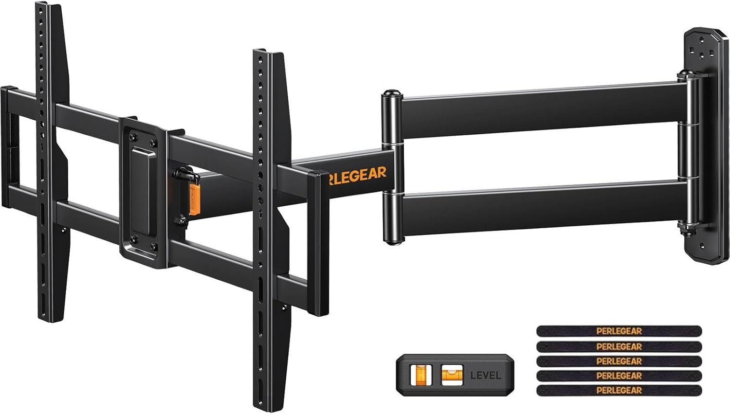 Perlegear Corner TV Wall Mount Long Arm TV Mount Bracket for 37-75 Inch TVs-Full Motion Wall Mount with 32.37” Extension & Swivel Articulating Arm & Tilt, MAX VESA 600x400mm, Holds up to 100 lbs