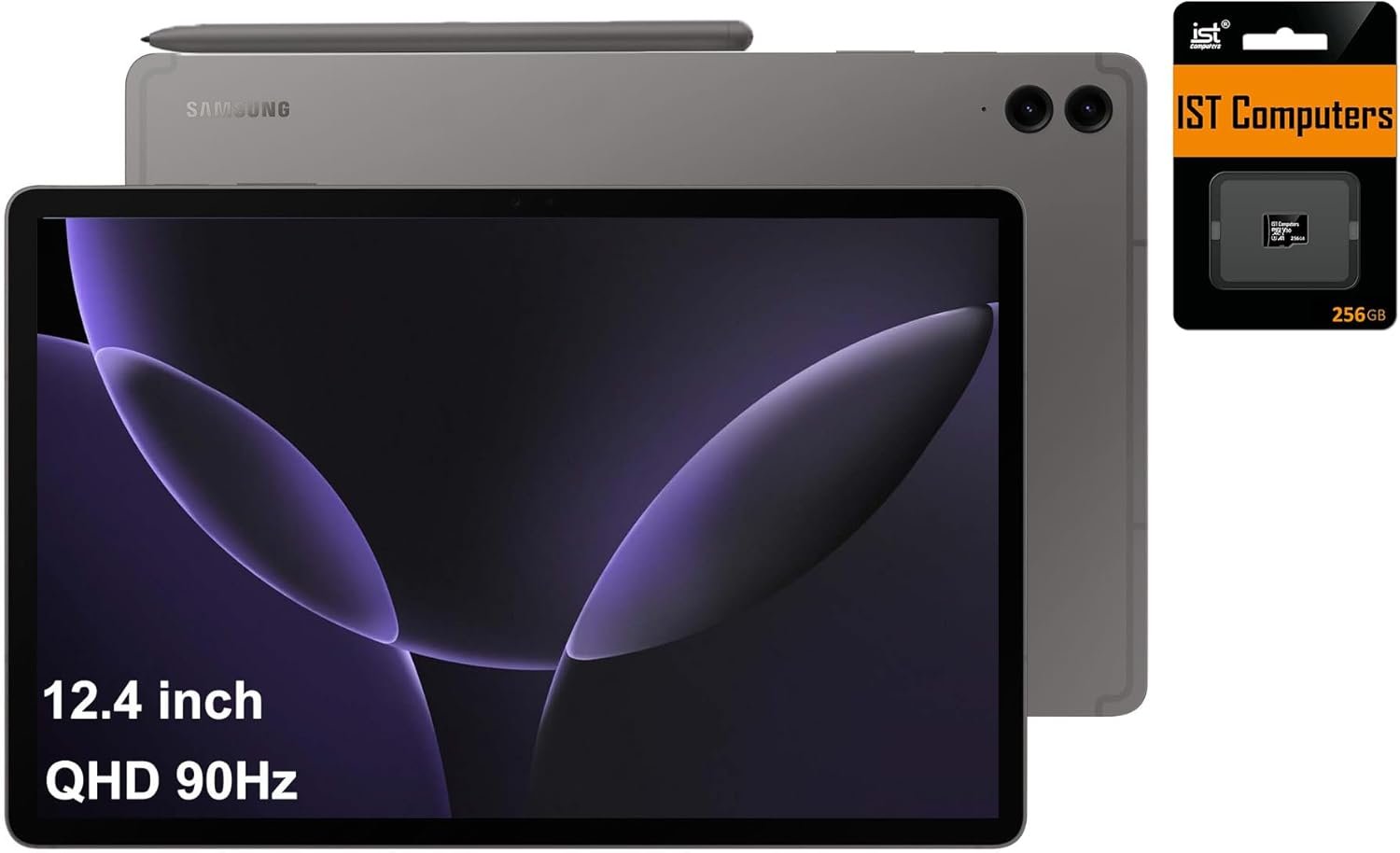 Samsung Galaxy Tab S9 FE+ Plus Android Tablet (12.4″ Touchscreen, 8GB RAM, 128GB Storage + 256GB SD Card, 18-Hr Long Battery Life, S Pen, 1 Front Camera + 2 Rear Cameras, Lightweight Design), SM-X610