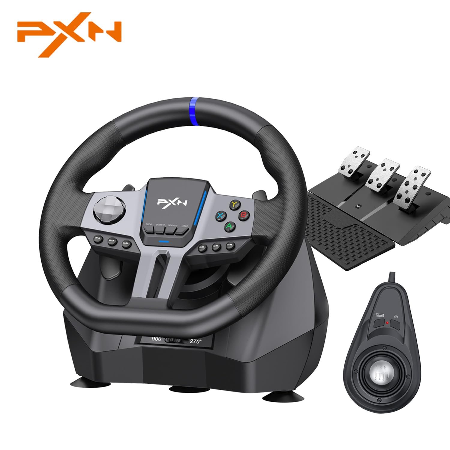 PXN Gaming Steering Wheel – V9 GEN2 Racing Wheel 270/900° Car Simulation with Pedal and Shifter, Paddle Shifters Driving Wheel for PC, PS4, Xbox One, Xbox Series X|S