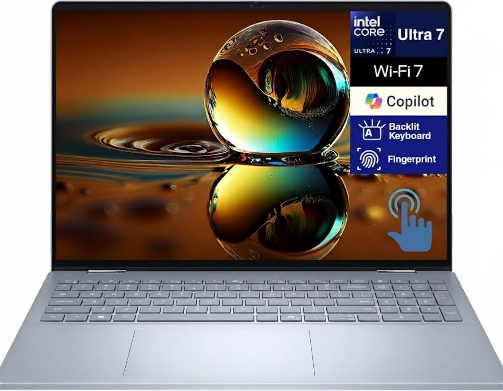 Dell 16 Plus AI Business 2-in-1 Laptop 16.0 Inch Touch WQXGA Display (Intel Ultra 7-256V, 16GB LPDDR5X, 1TB M.2 SSD, Intel Arc 140V, Fingerprint, Bluetooth 5.4, Backlit KB, Wi-Fi 7, Win11P)