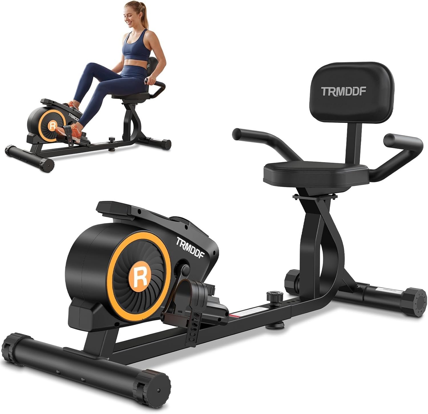 Recumbent Exercise Bike for Home Use, Magnetic Stationary Bike with Soft Padded Seat for Seniors & Adults, Indoor Cycling Bike with 16-Level Quiet Resistance, LCD Monitor, 400LB Capacity, Easy Assembly