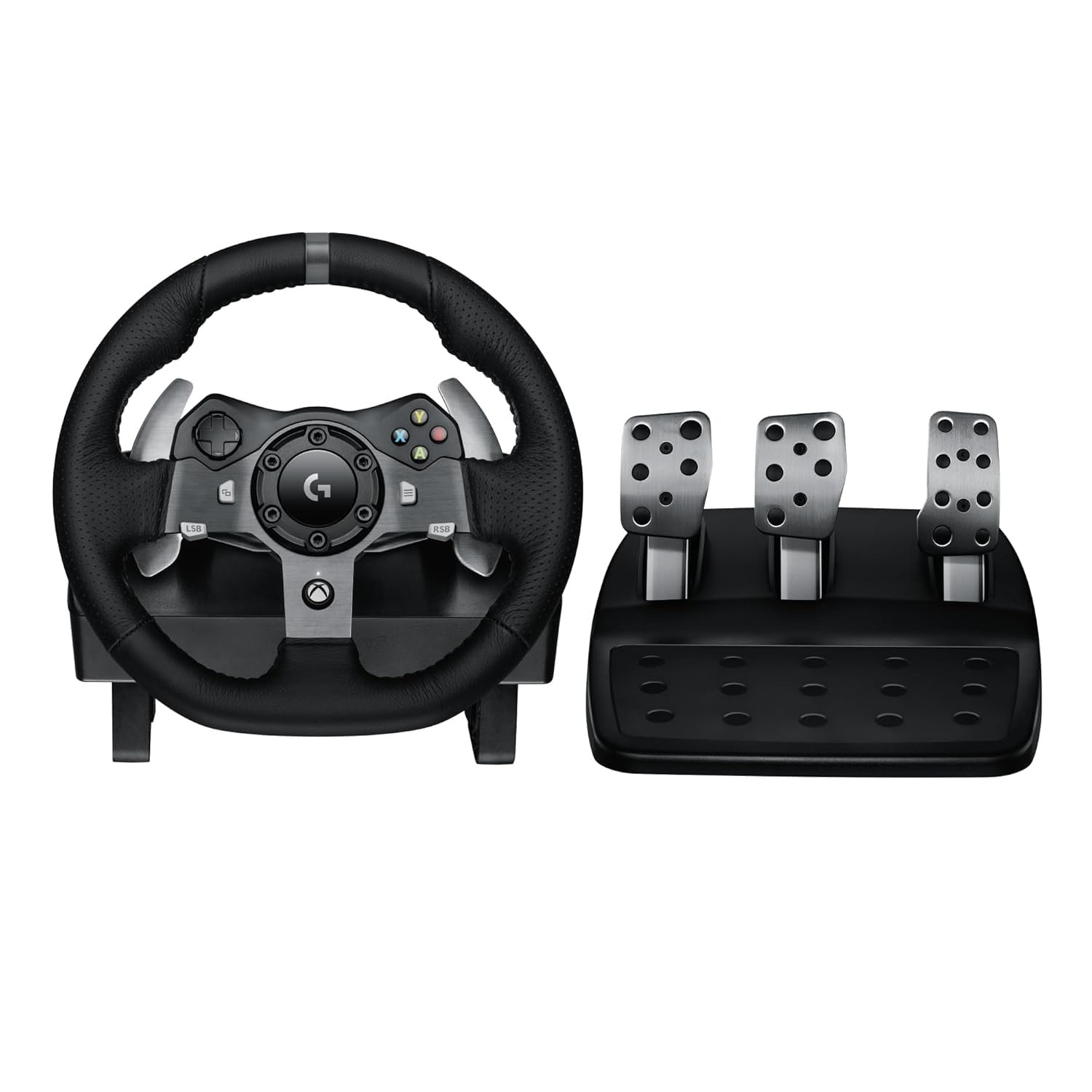 Logitech G920 Driving Force Racing Wheel with Floor Pedals, Real Force Feedback, Leather Steering Wheel Cover for Xbox Series X/S, Xbox One, PC, Mac – Black