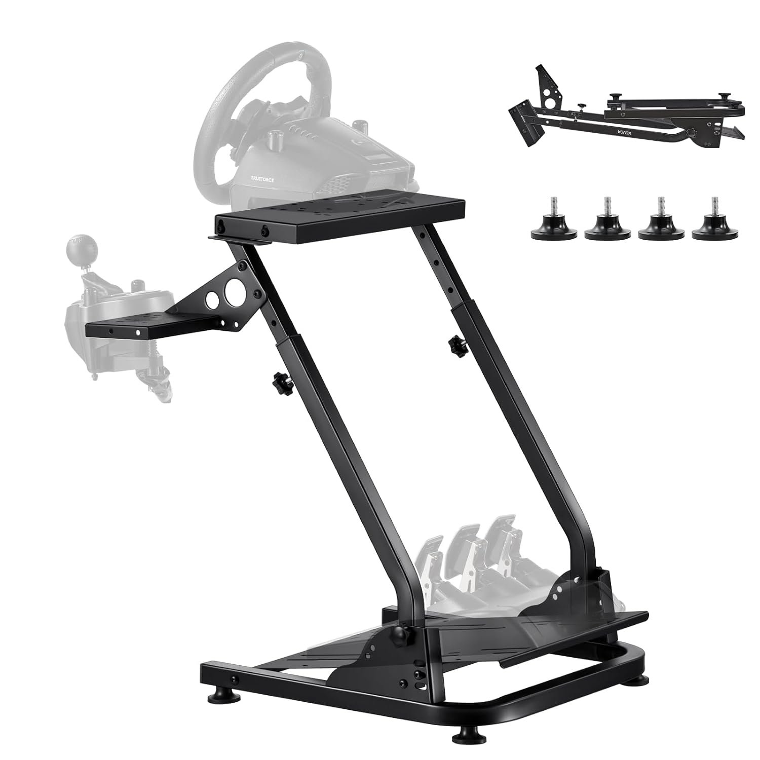 VEVOR Racing Wheel Stand, Adjustable & Foldable Simulator Stand for Logitech G29 G27 G920 G923, Thrustmaster T300RS T300GT T248 TS-PC TSXW Gaming Cockpit,Pedals Simulator NOT Included