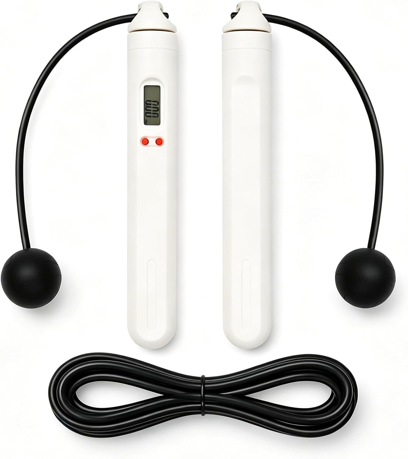 Dual-Use Digital Counter Skipping Rope, 1.18in Cordless Balls & Steel Wire Core Adjustable PVC Rope, 360° Tangle-Free Workout Jumprope for Beginners & Indoor Outdoor Fitness