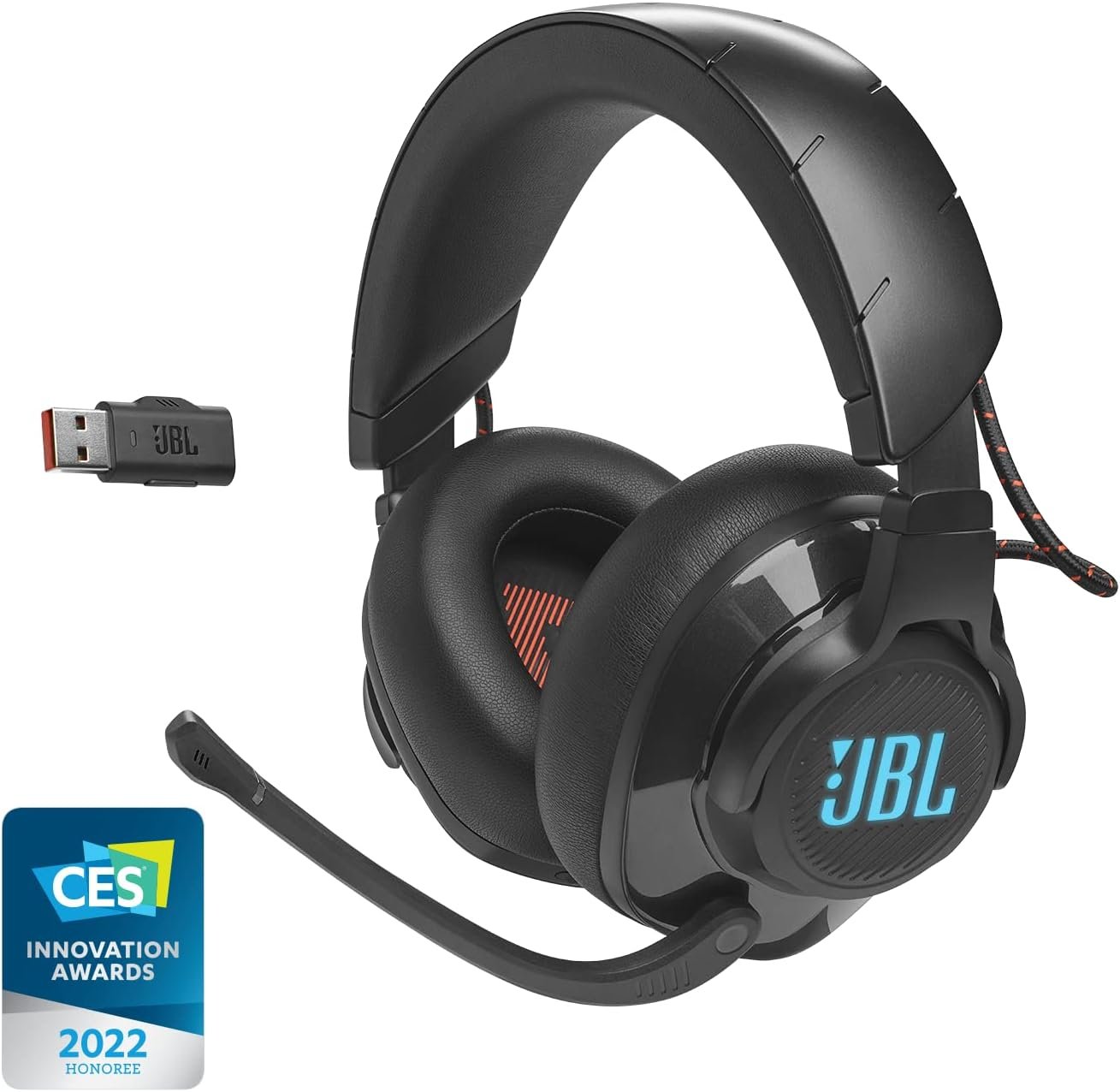 JBL Quantum 610 – Wireless Over-Ear Gaming Headset, JBL QuantumSURROUND, 2.4GHz Wireless, up to 40 Hours of Battery Life, Game-Chat dial, flip-up Boom Microphone (Black)