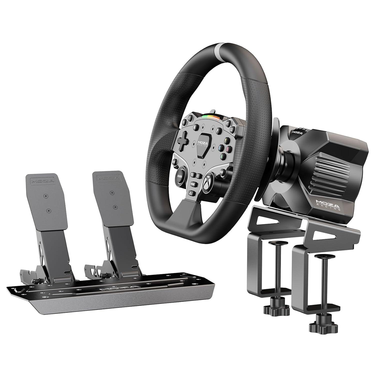 MOZA R3 Racing Wheel and Pedals Bundle for Xbox & PC,3.9Nm DD Servo Motor With Aviation-Grade Aluminum Construction,Durable ISF PU Grips 11-inch Racing Wheel,SR-P Lite Dual Pedals