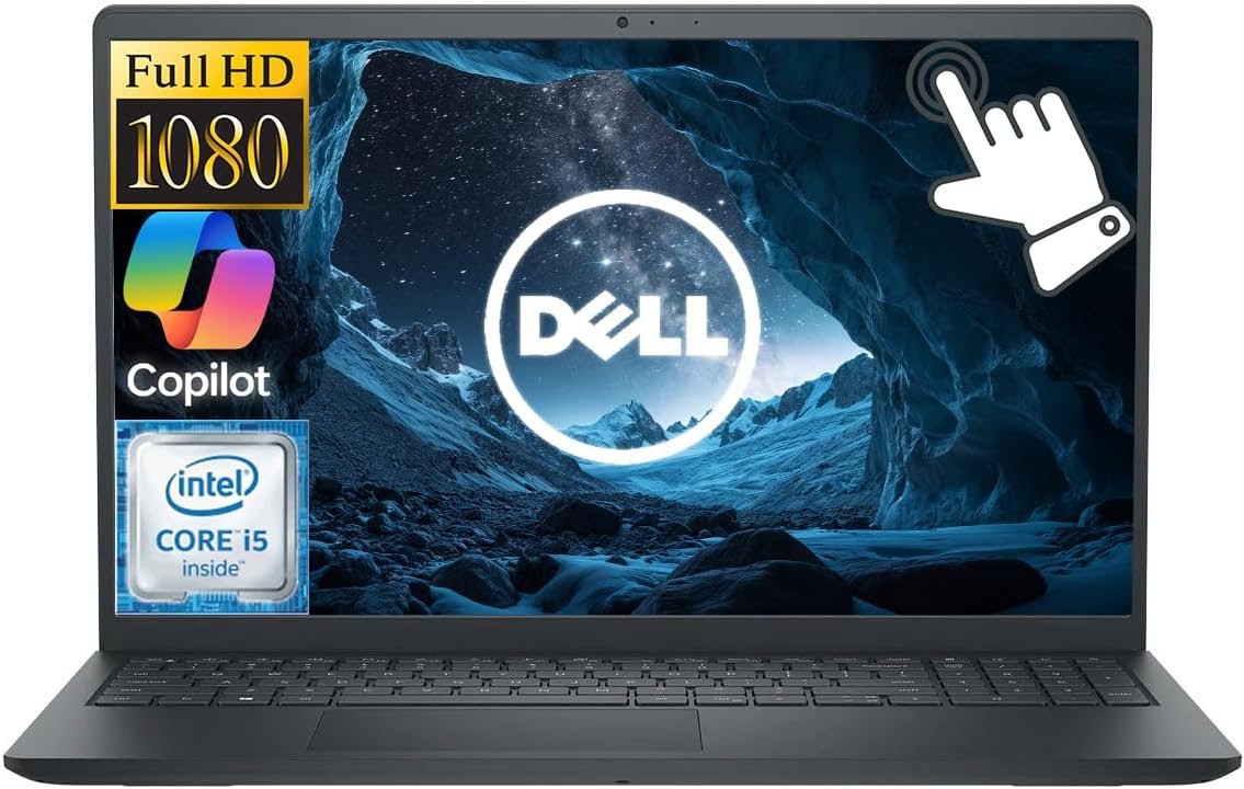Dell Inspiron 15 Laptop, 15.6″ FHD Touchscreen Laptop Computer, Intel Core i5 10-core Processor, 16GB RAM 1TB Storage (512GB SSD+512GB Docking Set), Windows 11 with AI Copilot, Numeric Keypad, Black