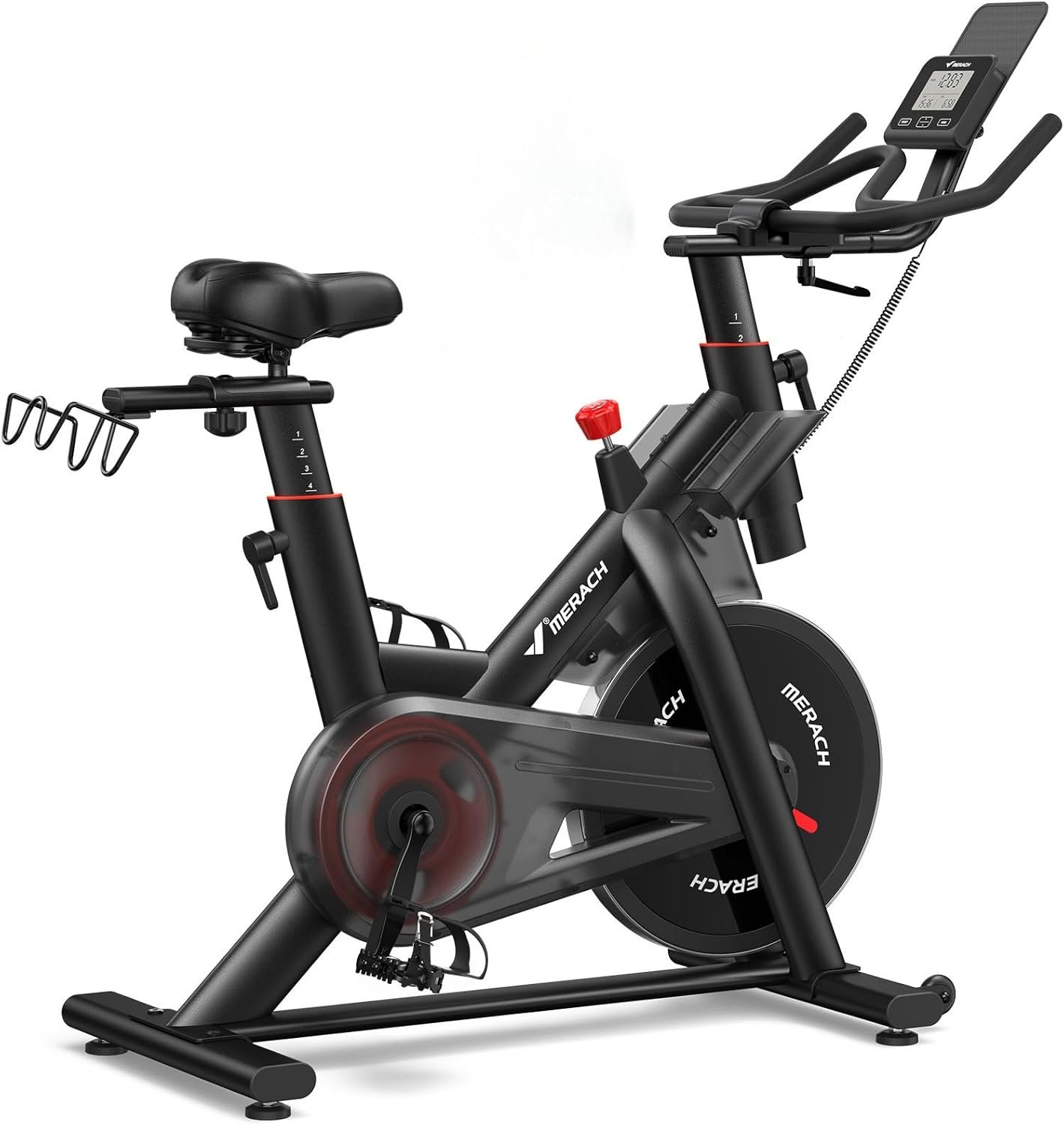 Merach Magnetic Exercise Bike for Home Gym, Low Noise Stationary Bike with Soft Seat Cushion, Indoor Workout Bike with 350 lbs Weight Capacity, Spinning Bike with Self-Developed App, Tablet Mount