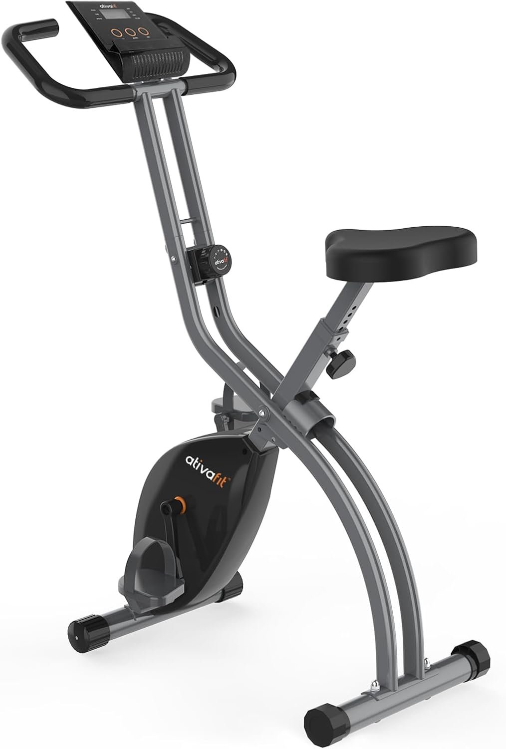 ATIVAFIT 5-in-1 Foldable Exercise Bike for Home, Upright & Recumbent Indoor Bike with 16-Level Magnetic Resistance, Resistance Bands, Quiet Cardio, Adjustable Seat