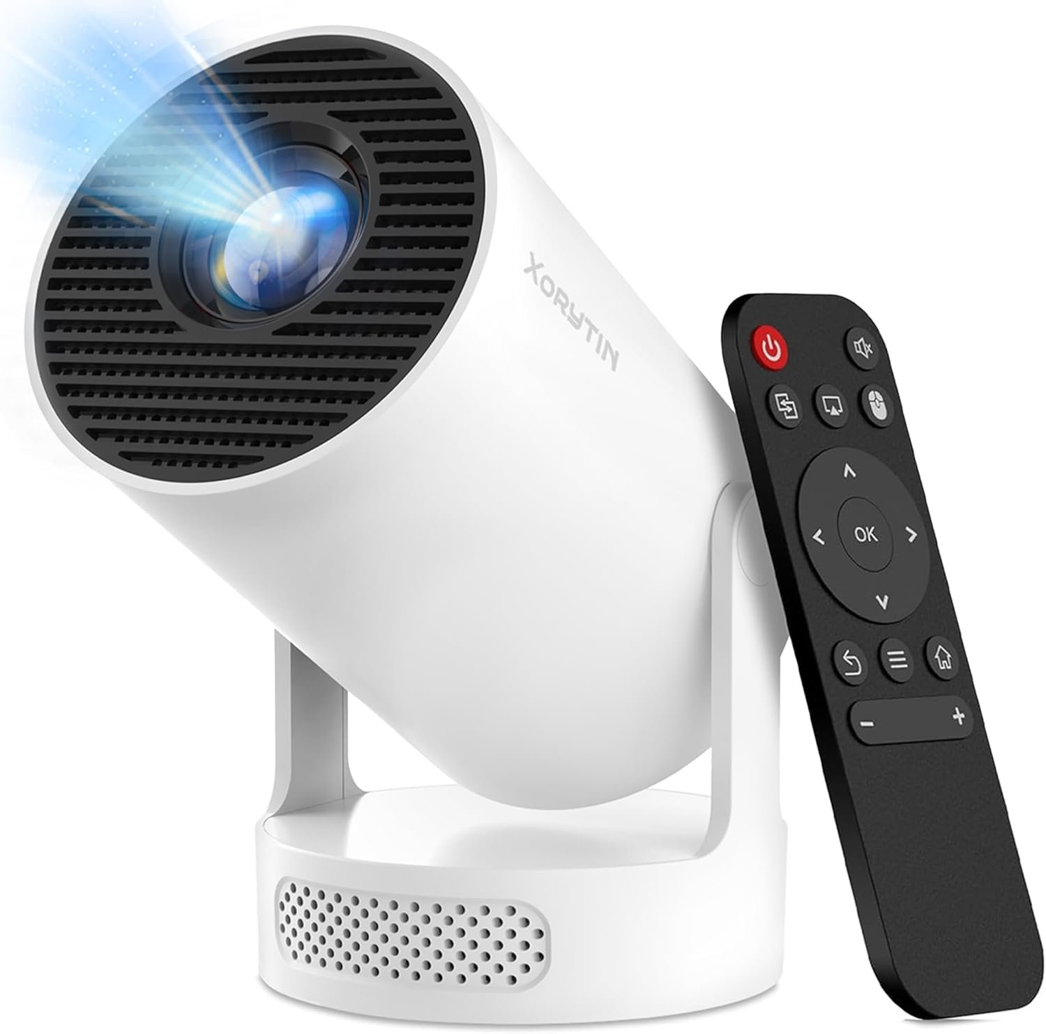 Projector with WiFi and Bluetooth, Mini Projector with Built-in Apps, 4K Supported Smart Portable Projector, 210° Rotatable, Auto Vertical Keystone, 5W Speaker, 200 ANSI