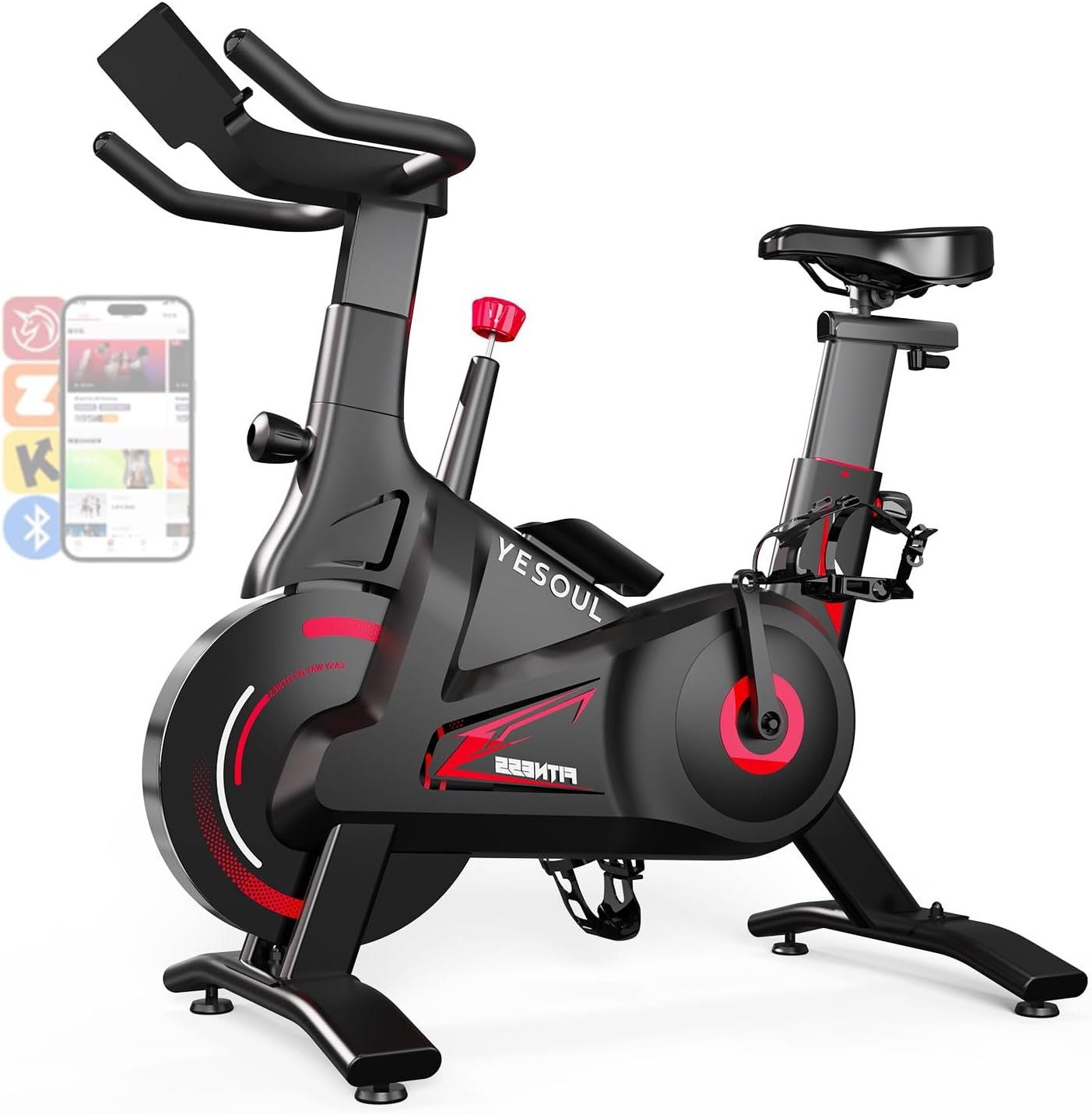 YESOUL Exercise Bike for Home – Silent Magnetic Resistance Stationary Bike with Stable Triangle Frame, 300 lbs Capacity, Dual-Stage Drive & Alloy Flywheel, Smart App with Scenic Routes & Live Classes