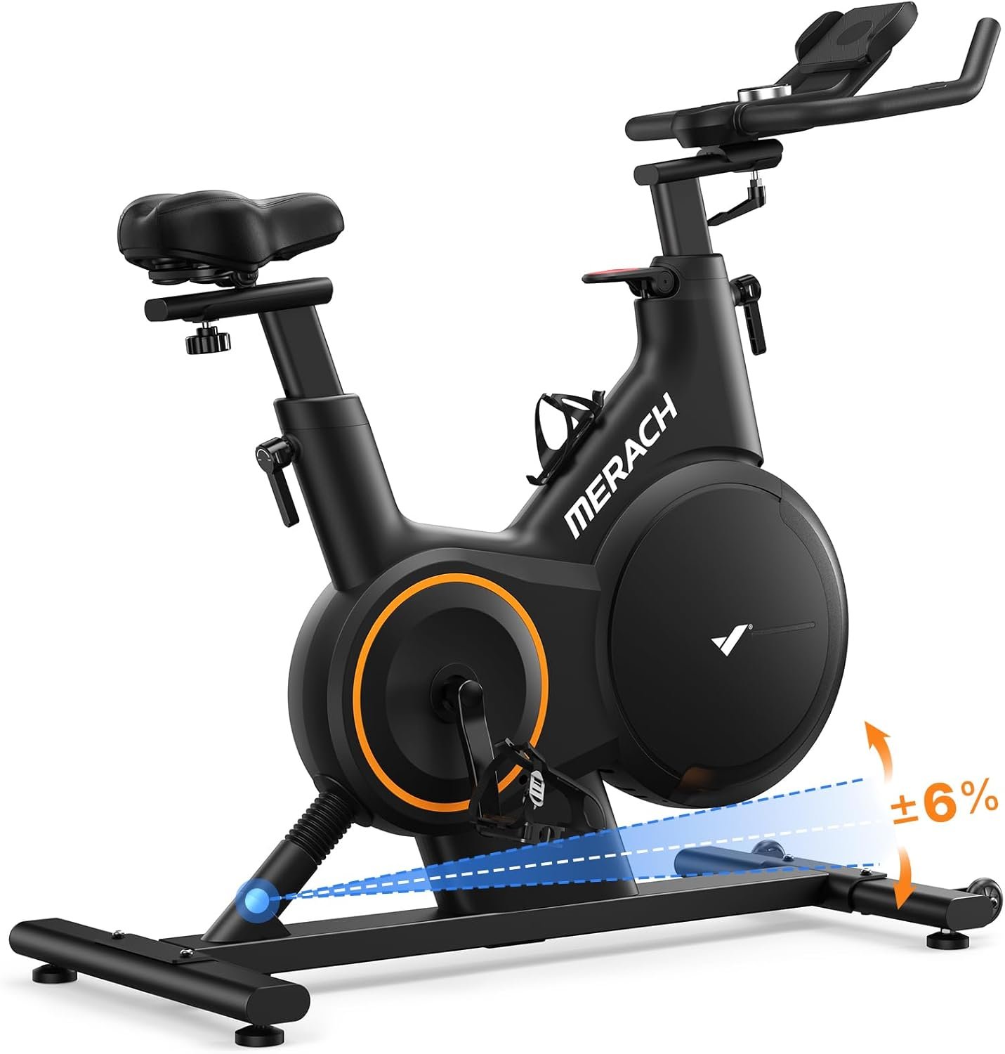 Merach Magnetic Exercise Bike, Heavy Duty Stationary Bike with Automated Resistance, 300 350 Lbs Weight Capacity, Low Noise Indoor Workout Bike for Home Gym with Self-Developed App