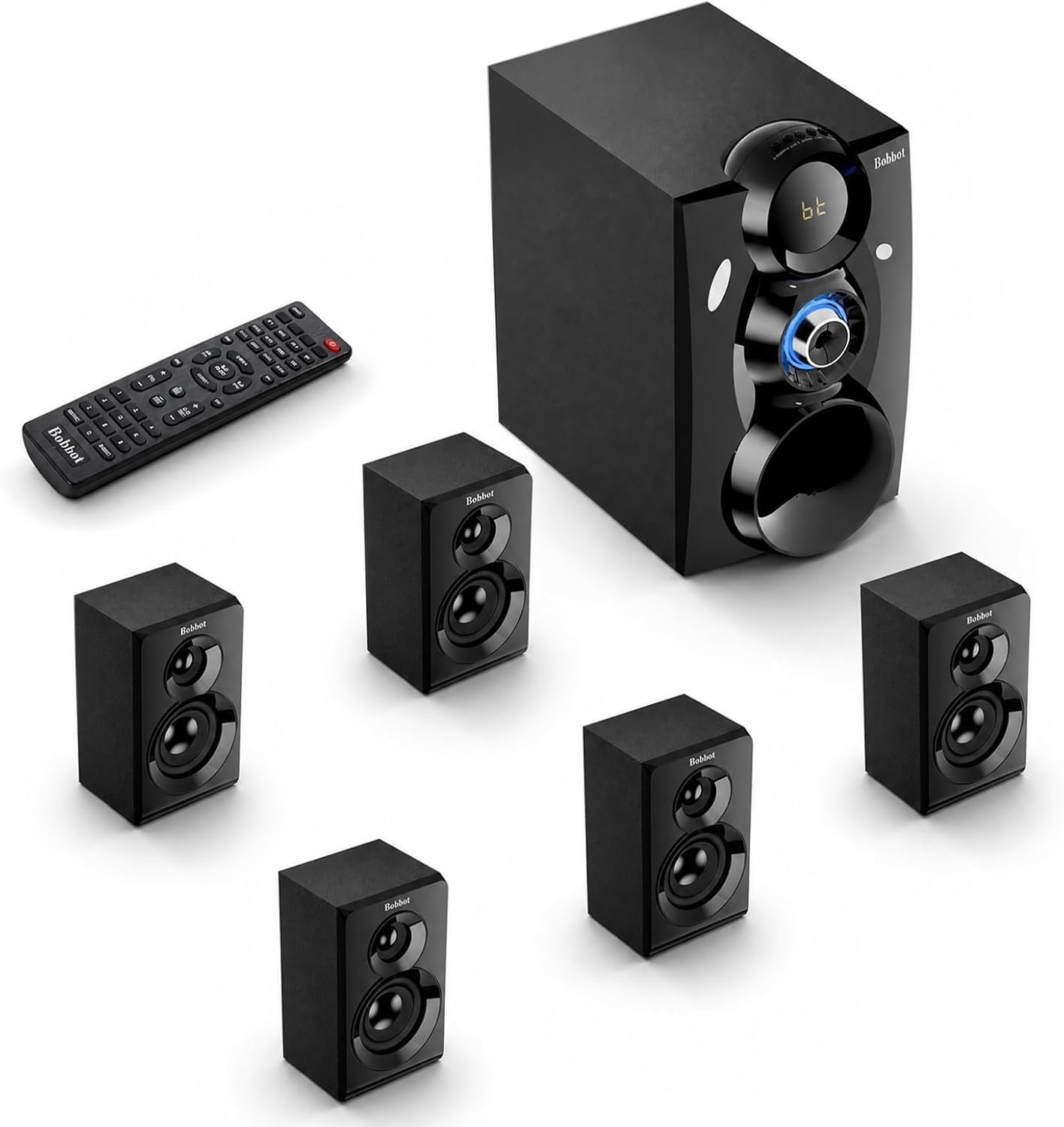 Bobtot Wireless Surround Sound System Home Theater System, 1000W Surround Speakers 8″ Subwoofer 5.1/2.1 Channel Deep Bass with ARC Optical Bluetooth Karaoke Input