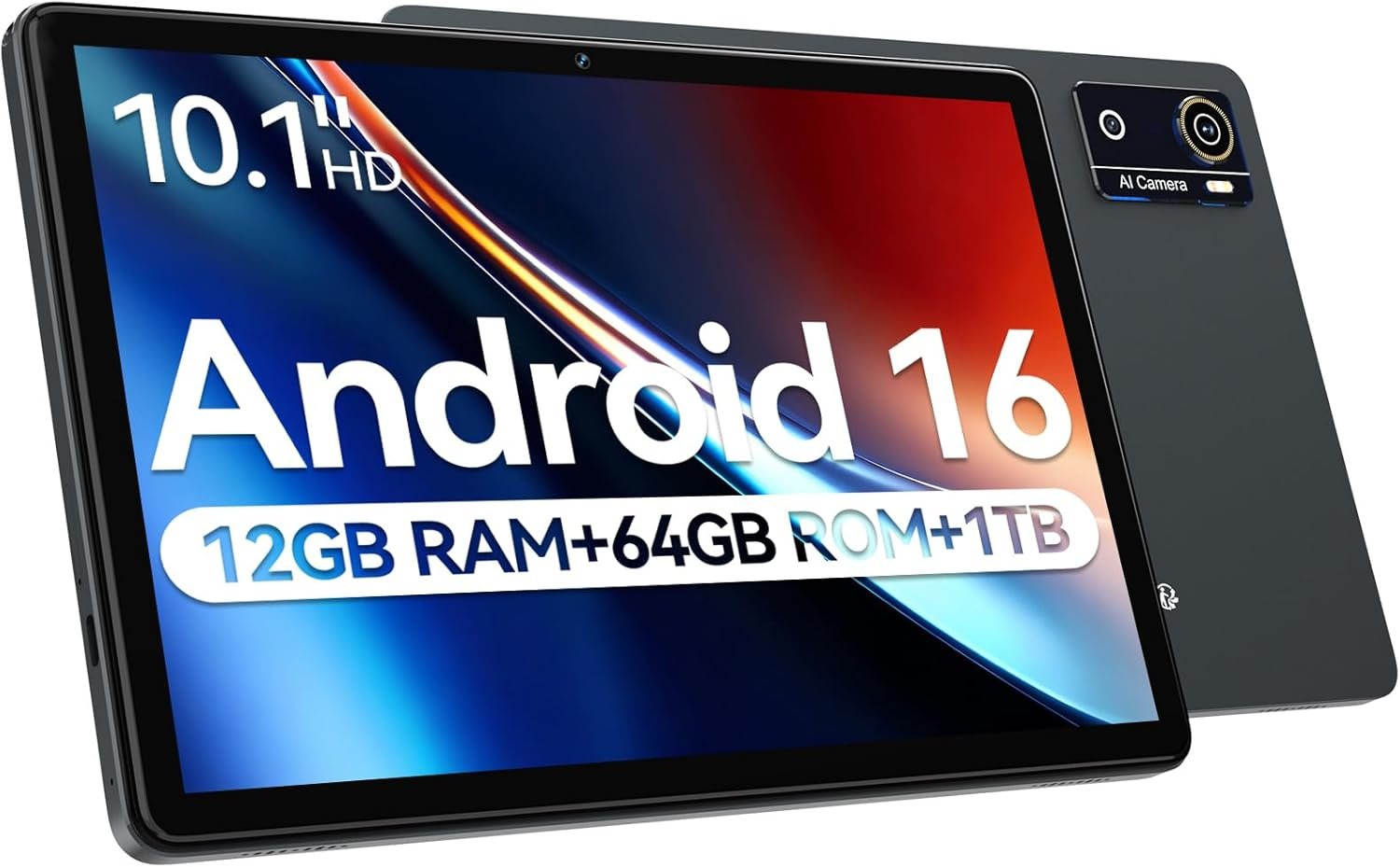 Android 16 Tablet 10.1 Inch 2026 Latest Upgraded, Helio G80 Octa-Core with Gemini AI, 12GB RAM 64GB ROM 1TB Expandable tablets, 7000mAh Battery, 13MP+8MP Dual Camera, 5G WiFi, GPS, BT5.0, for Home Use