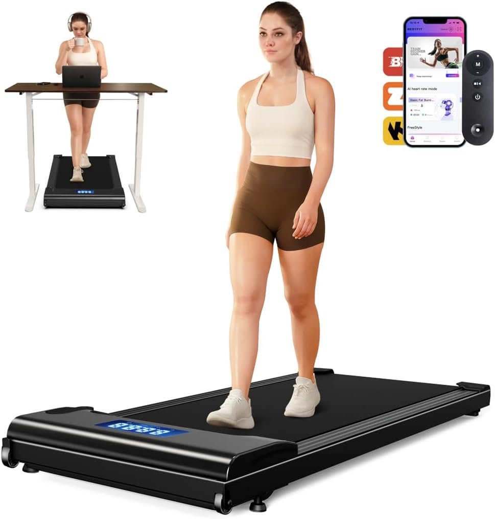 NeoSilent Walking Pad Under Desk Treadmill for Home Office with BLDC Core and Extra-Large Belt, App and Remote Control, Portable and Compact for Small Space