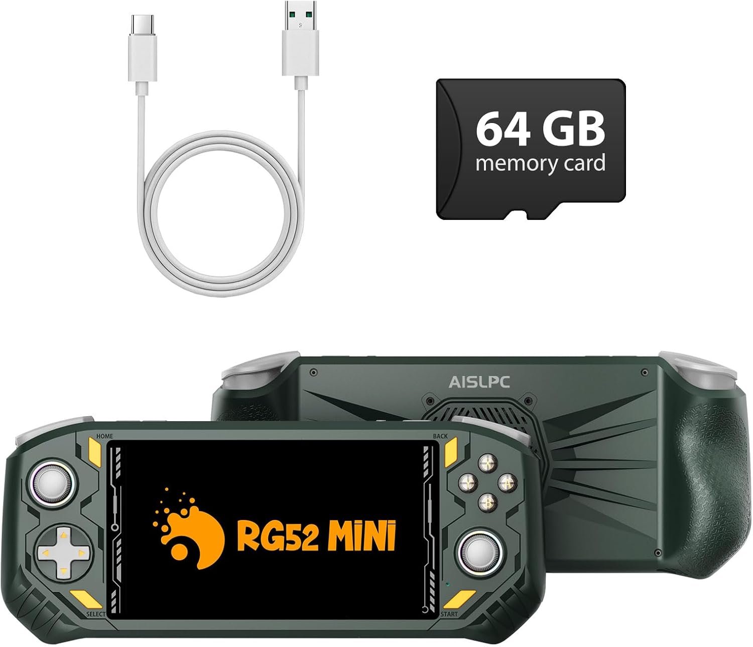 RG52MINI Retro Handheld Game Console, 5.5 Inch IPS Screen, Portable Dual System, 64GB Support 30+ Emulator&22000+ Classic Games, WiFi Networked Fighting, HDMI TV Output, 5000mAh Battery(Green 64GB)